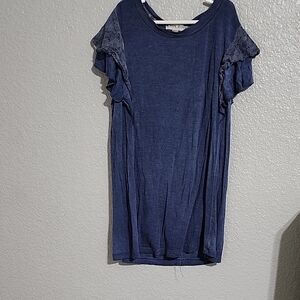 Knox Rose Navy Top with Lace Sleeves